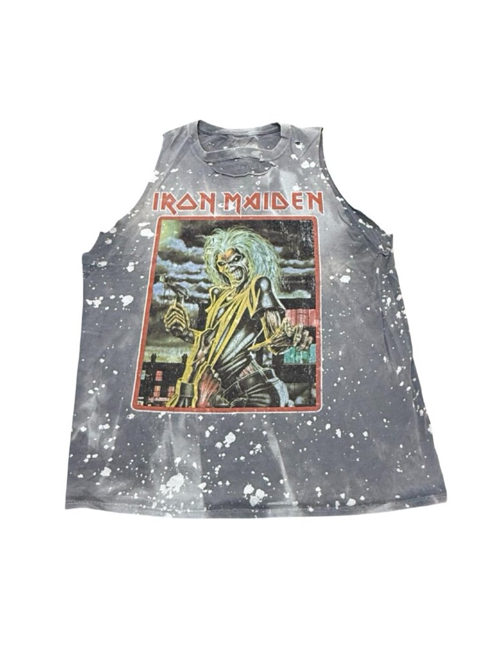 Vintage Y2K Iron Maiden Cutoff Distressed Gray Band T-Shirt